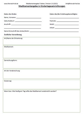 Vordruck Medikamentengabe
